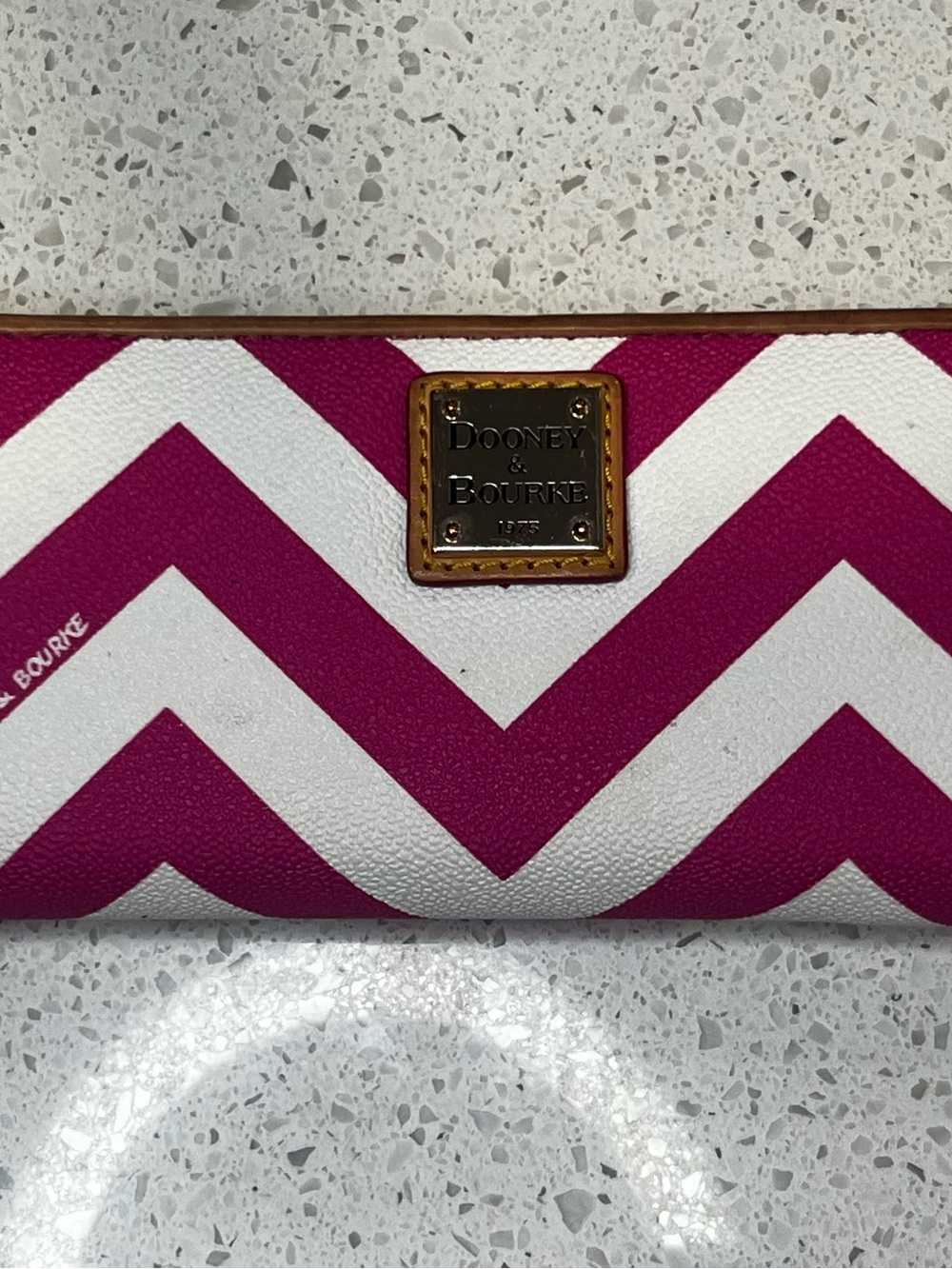 Dooney & Bourke Magenta Chevron Wallet with White Accents